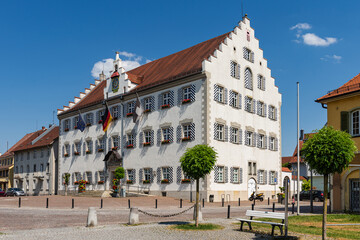 Historisches Rathaus von Tettnang; Baden-Württemberg; Deutschland - obrazy, fototapety, plakaty