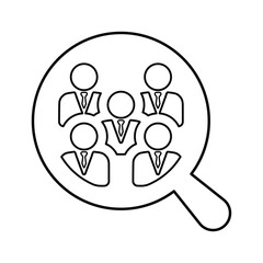 Team Search icon. Line, outline design.