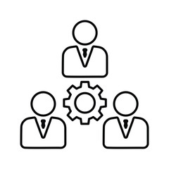 Team management icon. Line, outline design.