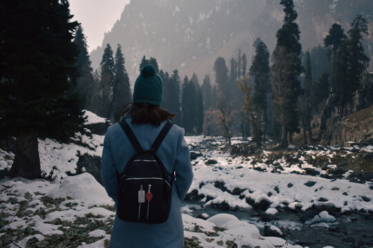 person in the mountains
