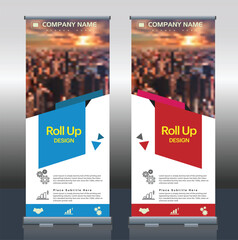 Roll up brochure flyer banner design template vector, abstract background,  rectangle size modern x-banner.