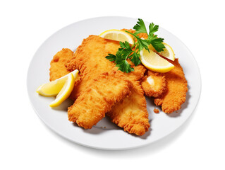 Wiener schnitzel isolated on transparent or white background, png
