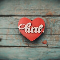red heart on wooden background