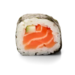 Poster de jardin Bar à sushi Salmon sushi roll isolated on transparent or white background, png