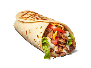 Shawarma sandwich isolated on transparent or white background, png