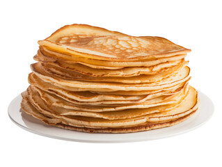 Stack of thin crepes isolated on transparent or white background, png