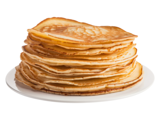 Stack of thin crepes isolated on transparent or white background, png
