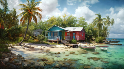 Most Beautiful place in Cat Island, Bahamas, Costa Rica. Generative Ai