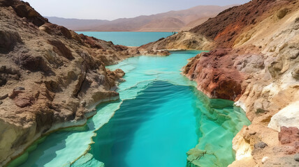 Fototapeta na wymiar Most Beautiful place in The Dead Sea. Generative Ai
