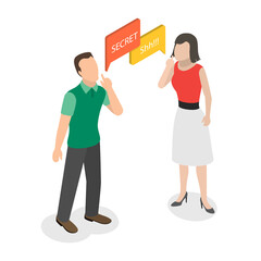 3D Isometric Flat  Conceptual Illustration of Secret