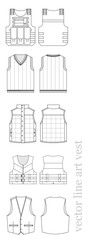 various vector line art vests