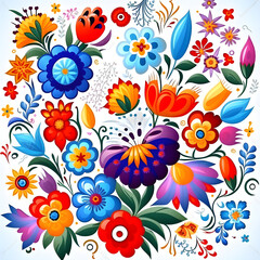 Fototapeta na wymiar Colorful flowers background Ukrainian style