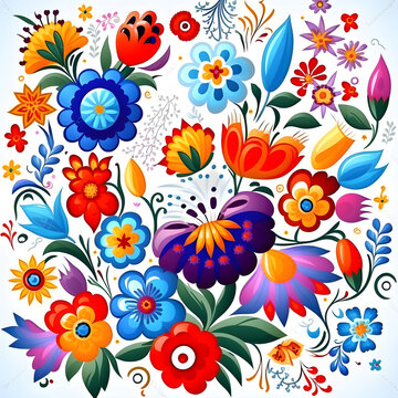 Colorful flowers background Ukrainian style © Elena