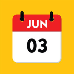 calender icon, 03 june icon with yellow background