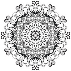 Flower Mandala. Vintage decorative elements. Oriental pattern, vector illustration. Islam,ottoman motifs. Coloring book page
