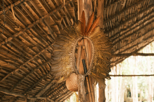 Traditional Loincloth Wear, Legs of Amazonian Tribe Shaman from Amazon Rainforest during a Shamanic Medicine Ceremony, Brazil