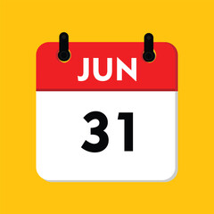 calender icon, 31 june icon with yellow background