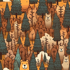Cute bears seamless repeat pattern cartoon [Generative AI]
