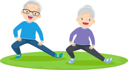 senior couple doing exercise sports.elderly people training together