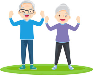 senior couple doing exercise sports.elderly people training together