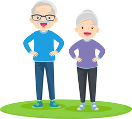 senior couple doing exercise sports.elderly people training together