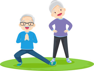 senior couple doing exercise sports.elderly people training together