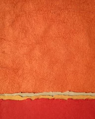 Fototapete Backstein abstract landscape in red and orange - collection of Huun papers handmade in Mexico, vertical background