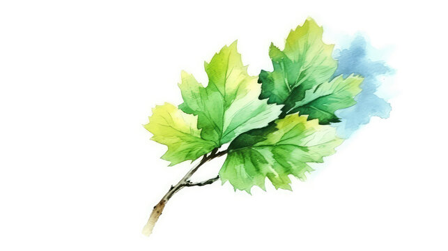 Captivating Watercolor Art- Vintage Leaves in Elegantly Decorated Designs on white background