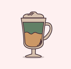 Ice coffee in mug whipped cream