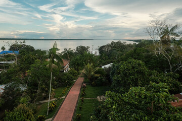 Puerto Narino village rural   Colombia Tropical Landscape Skyline Amazon River Shore