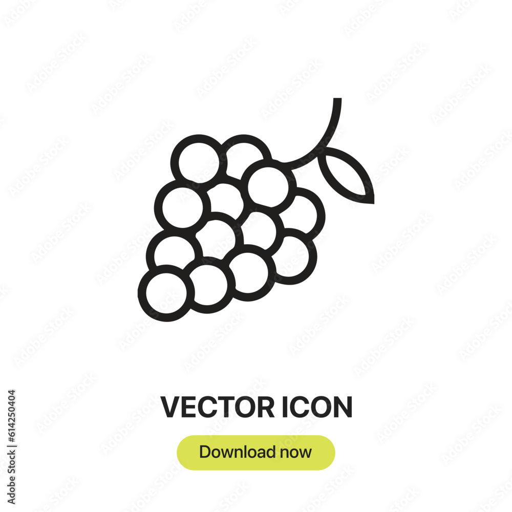 Poster grapes icon vector. linear style sign for mobile concept and web design. grapes symbol illustration.