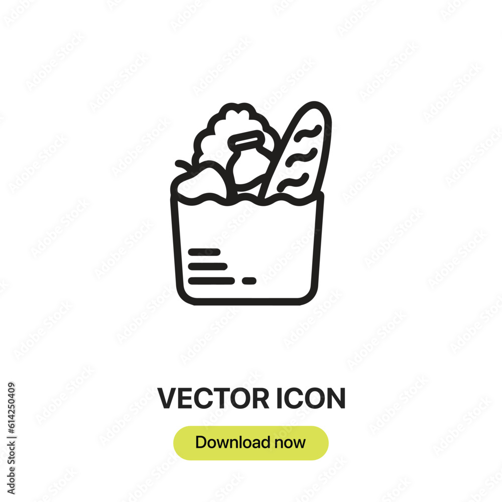 Poster groceries icon vector. linear style sign for mobile concept and web design. groceries symbol illustr