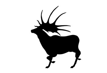 silhouette of a bighorn deer on a white background