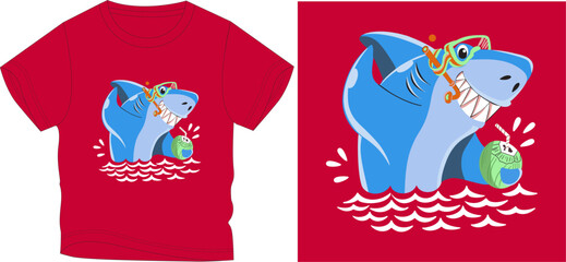 SHARK t shirt graphic design vector illustration \