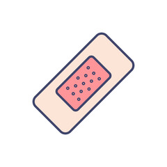 Bandage Plaster related vector line icon. Sticky wrap for injury treatment. Bandage for trauma. Isolated on white background. Vector illustration. Editable stroke