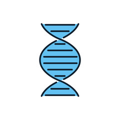 DNA related vector line icon. DNA helix linear icon. Deoxyribonucleic, nucleic acid structure. Chromosome. Molecular biology. Genetic code. Isolated on white background. Vector illustration