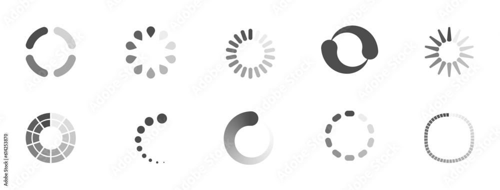 Poster download sign set. load icons set. load system. data load. loading bar. froze computer. vector stock