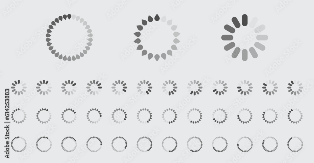 Fototapete circular loading buffering icons vector set video ready for animation gif all keyframes frames bufri