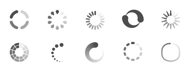 Download sign set. Load icons set. Load system. Data load. Loading bar. Froze computer. Vector stock illustration. Vector illustration. Vector illustration