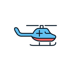 Emergency Helicopter related vector line icon. Isolated on white background. Vector illustration. Editable stroke
