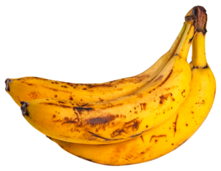 Very ripe bananas on an isolated background.