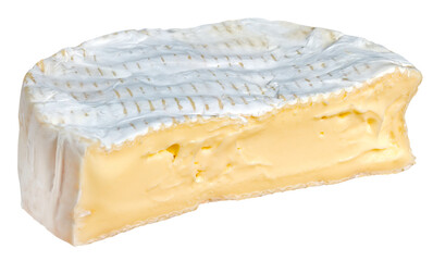 Blue cheese with white mold on top. Isolated background.