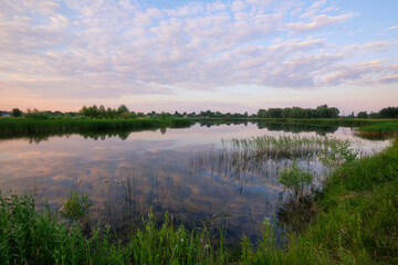 The evening sky over the lake