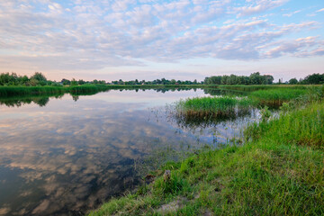 The evening sky over the lake