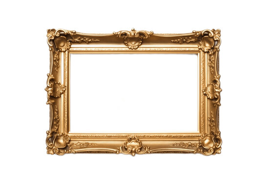 Elegant Gold Photo Frame on Transparent Background. AI