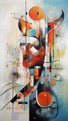 Abstract expressionist painting, colors, surrealist shapes. IA generative.
