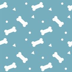 Bones and decorative elements white on blue seamless pattern for wallpapers, textiles, fabrics, wrapping paper