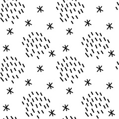 Abstract line elements elements black and white seamless pattern for wallpapers, textiles, fabrics, wrapping paper