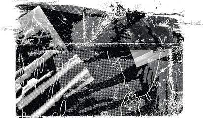 Glitch distorted grunge layer  . Noise destroyed  . Trendy defect error shapes . Overlay grunge  . Distressed effect .Vector shapes with a halftone dots screen print texture.