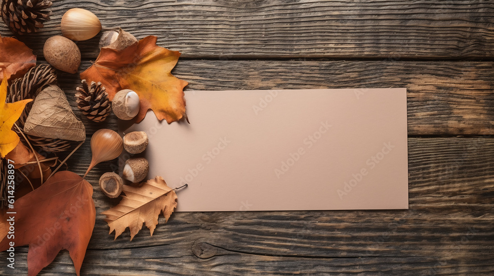 Aufkleber autumn composition with natural pine cones and dried leaves.flat lay, top view.created with generati